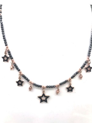 collana con pietre naturali e stelle in argento